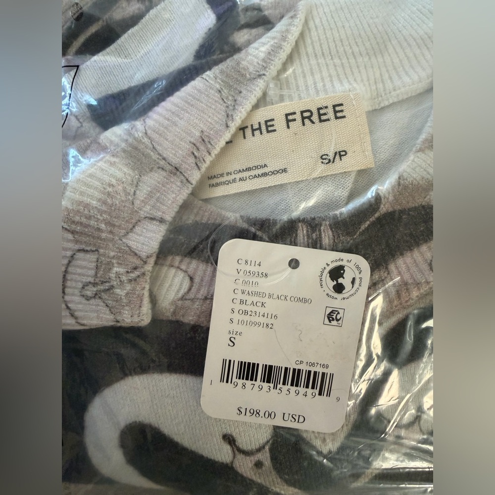 Free People We The Free Nouvelle Pattern Pullover Swan Graphic Sweatshirt Small - Picture 8 of 8